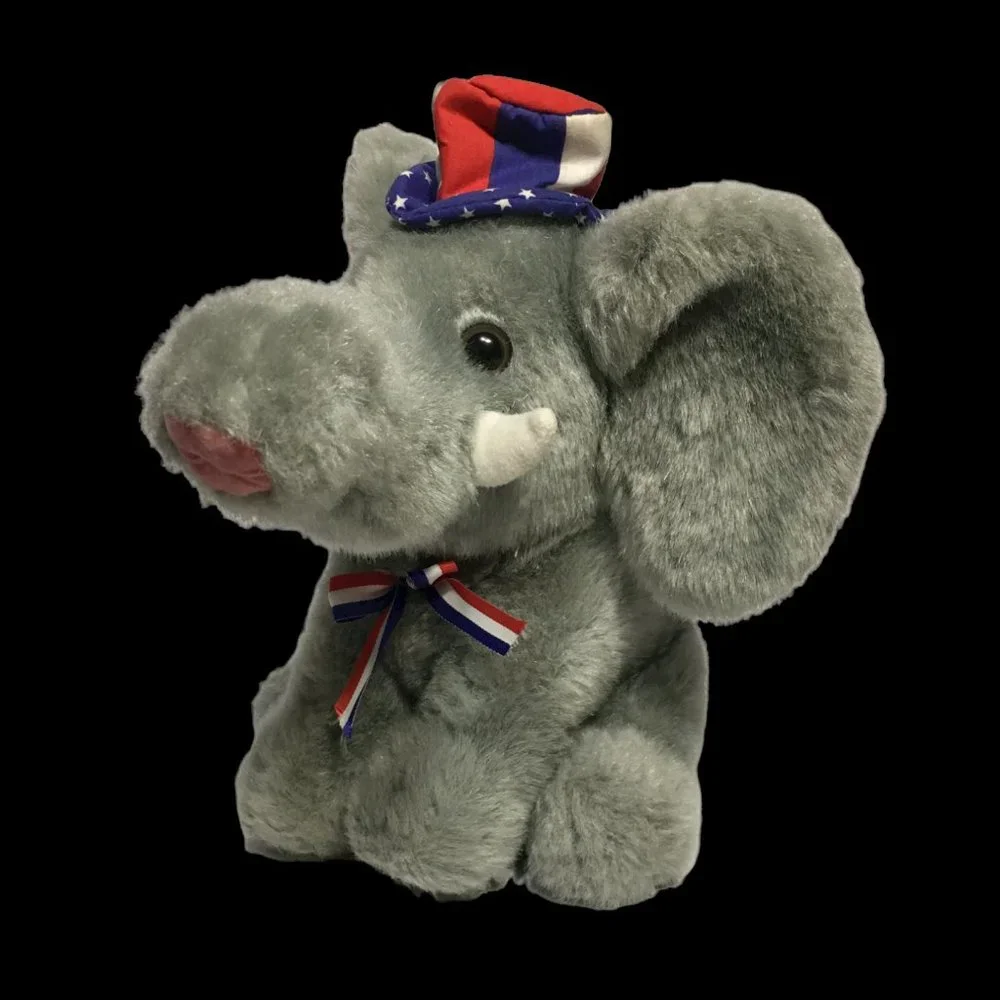 Gibson Greetings Elephant Plush Republican Election Vintage 1996 Gray Souvenir - Picture 8 of 9